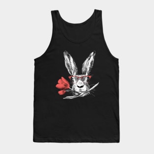 Easter Bunny Rabbit in Glasses Cool Funny Gift Tank Top